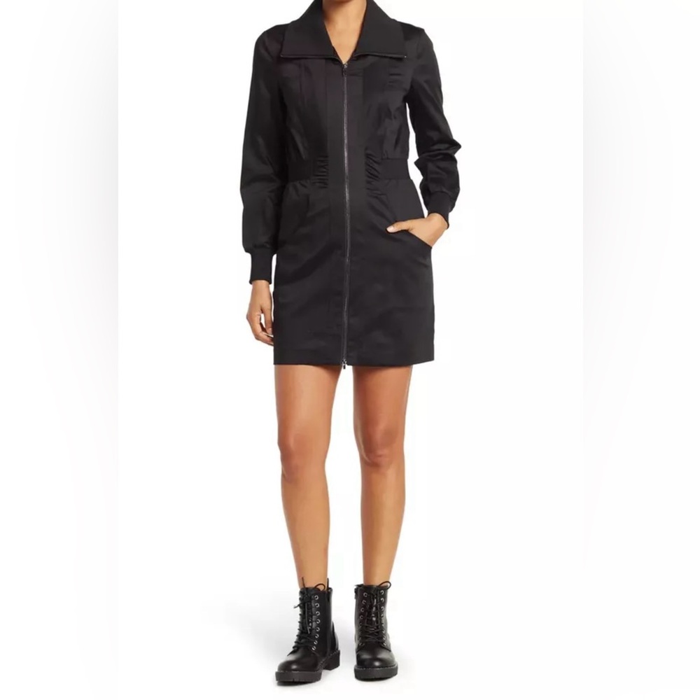 Reiss Greta Full Zip Dress in Black